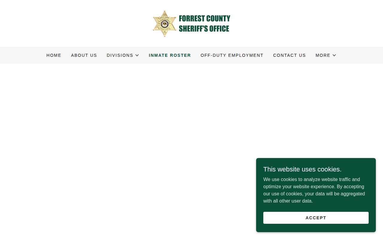 Forrest County Sheriff inmate roster landing page