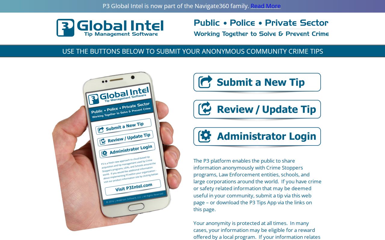 P3Tips page used by the Forrest County Sheriff's Office for anonymous tips
